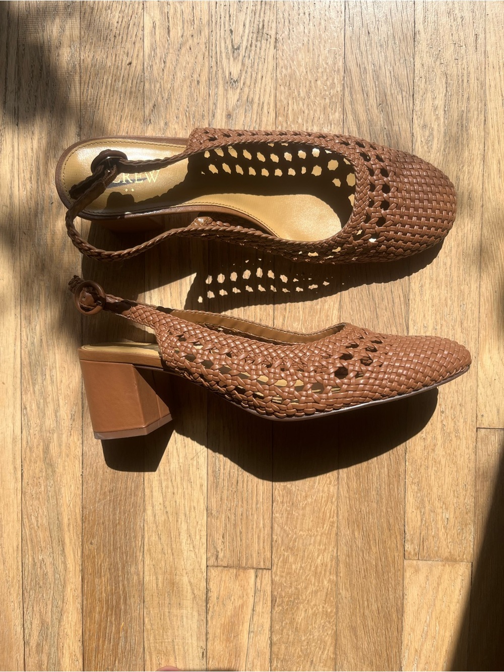 J Crew Woven Slingback Block Heel Pumps - Brown